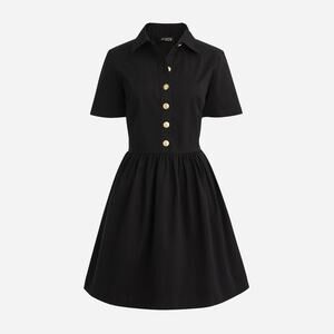 J.Crew Old Money Minimalist Shirt Dress Chino Cotton Black Gold Buttons NWT 4